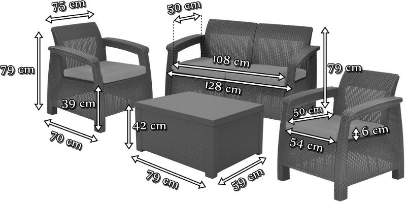 Комплект садовой мебели CORFU Box Set Графит