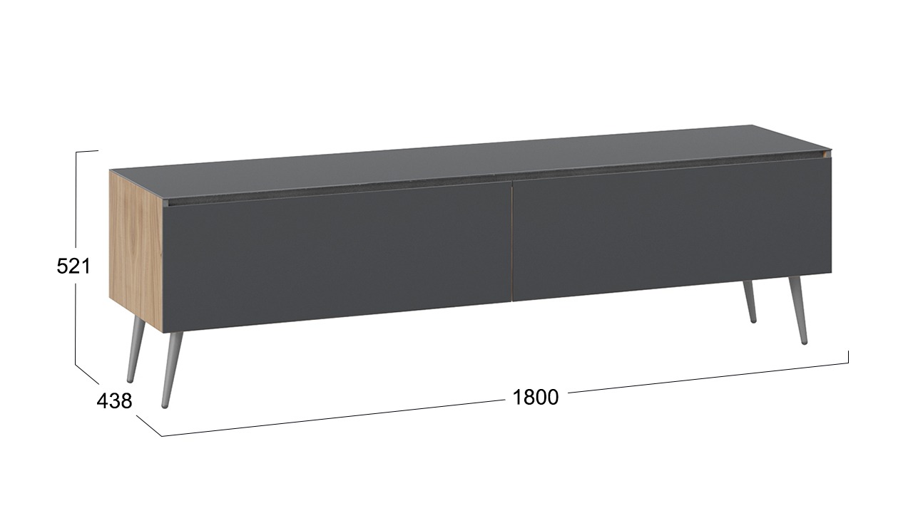 Тумба для для теле- и радиоаппаратуры с опорами Глосс яблоня беллуно стекло графит СМ-319.03.011