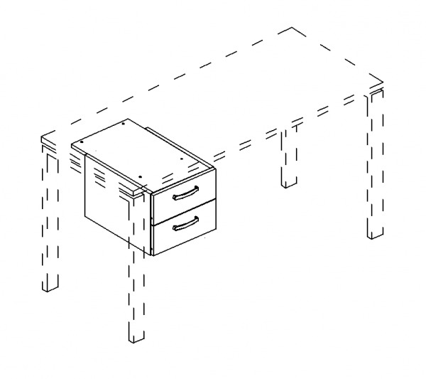 Тумба подвесная 2-ящичная (для стола 80) Юнитекс А4 219