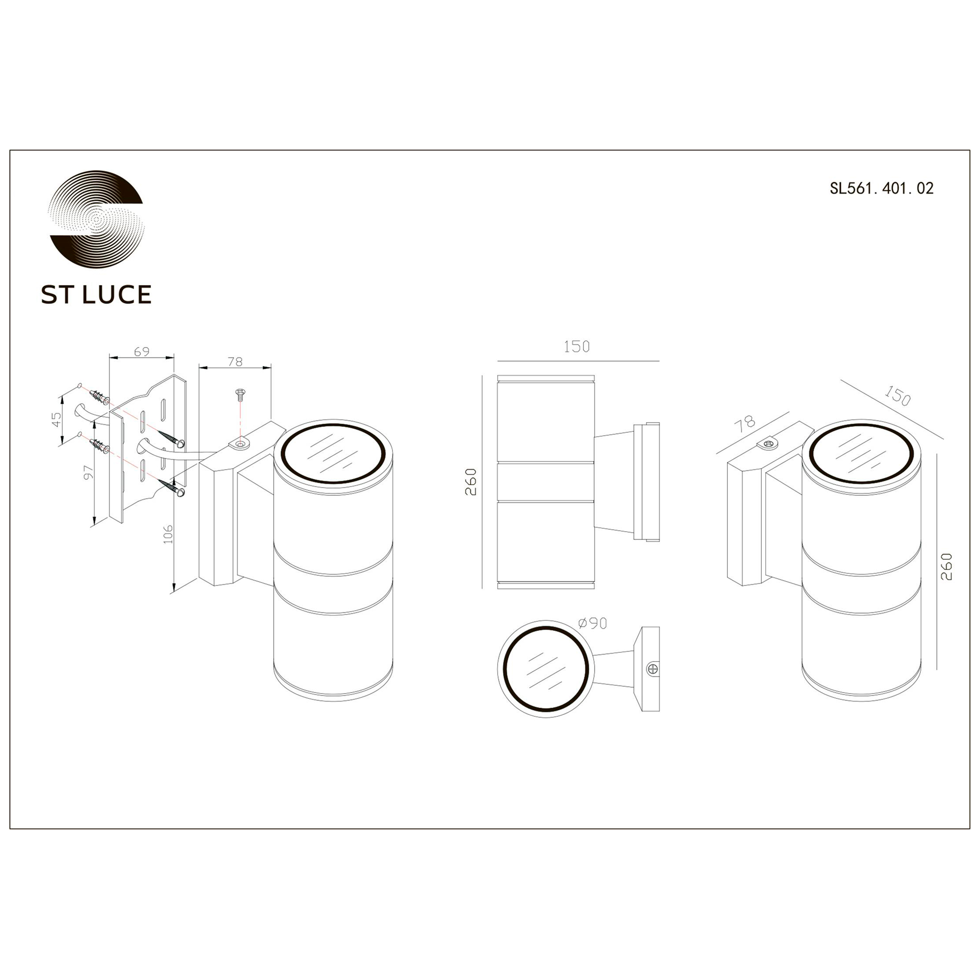 Светильник настенный ST LUCE TUBO SL561.401.02