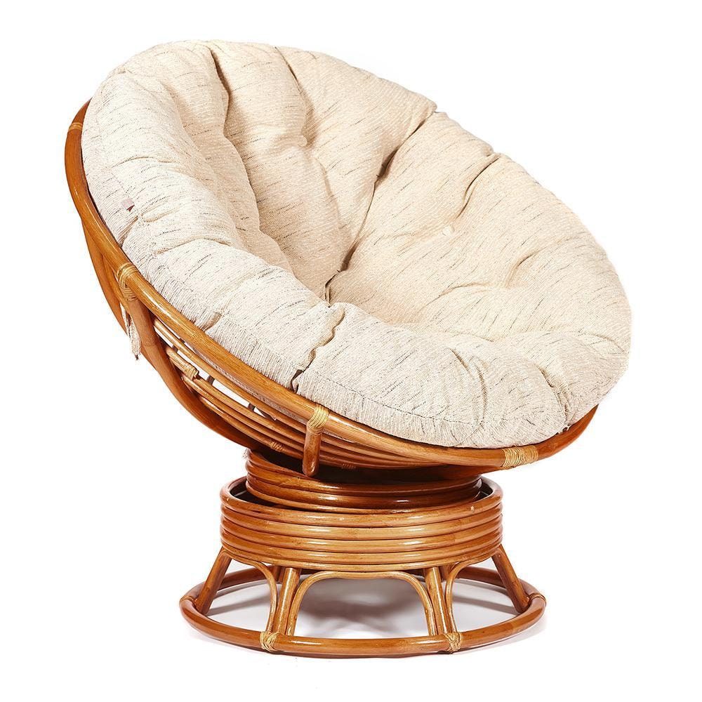 Кресло-качалка PAPASAN 23/01 W с подушкой коньяк ткань старт