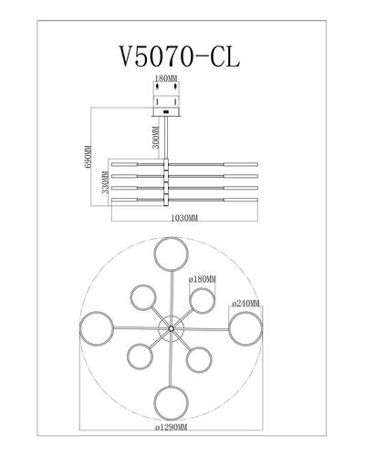 Люстра на штанге Moderli Run V5070-CL