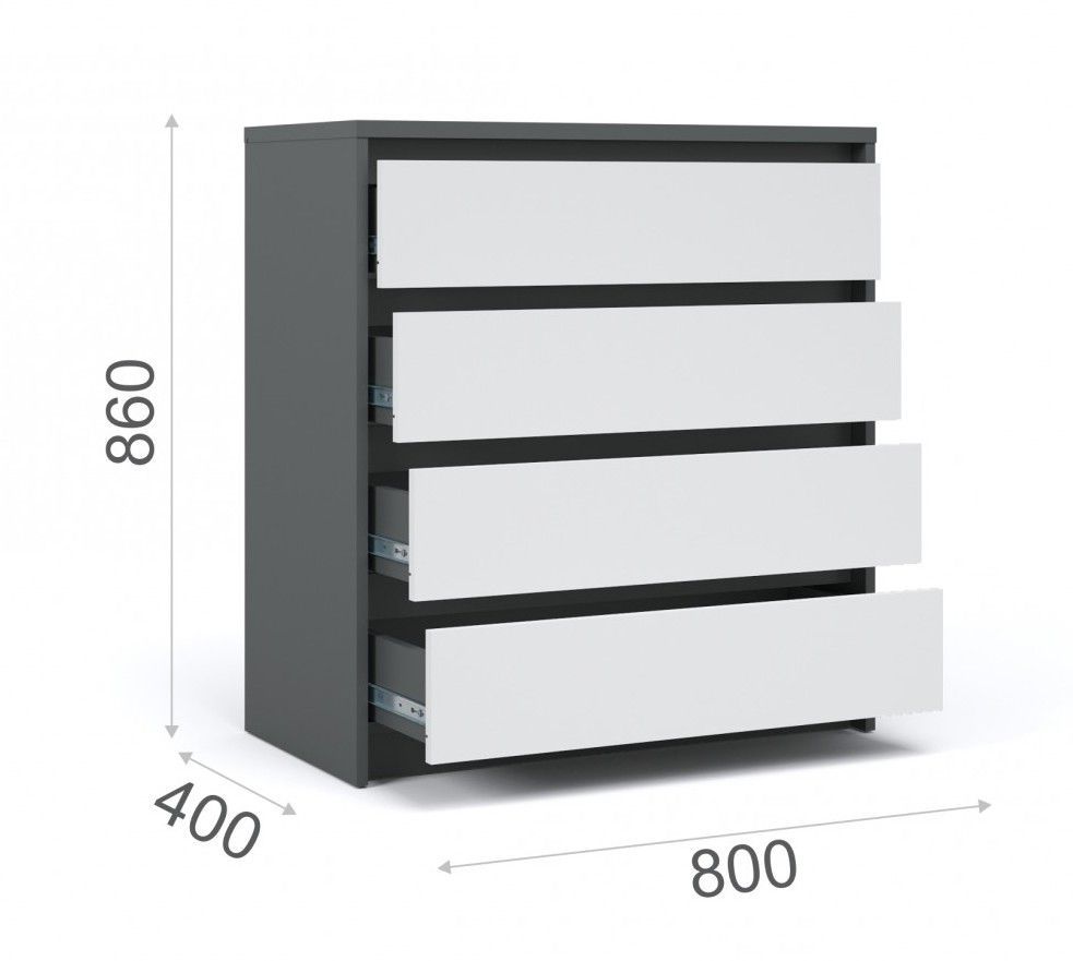 Комод с 4 ящиками Мишель антрацит белый жемчуг