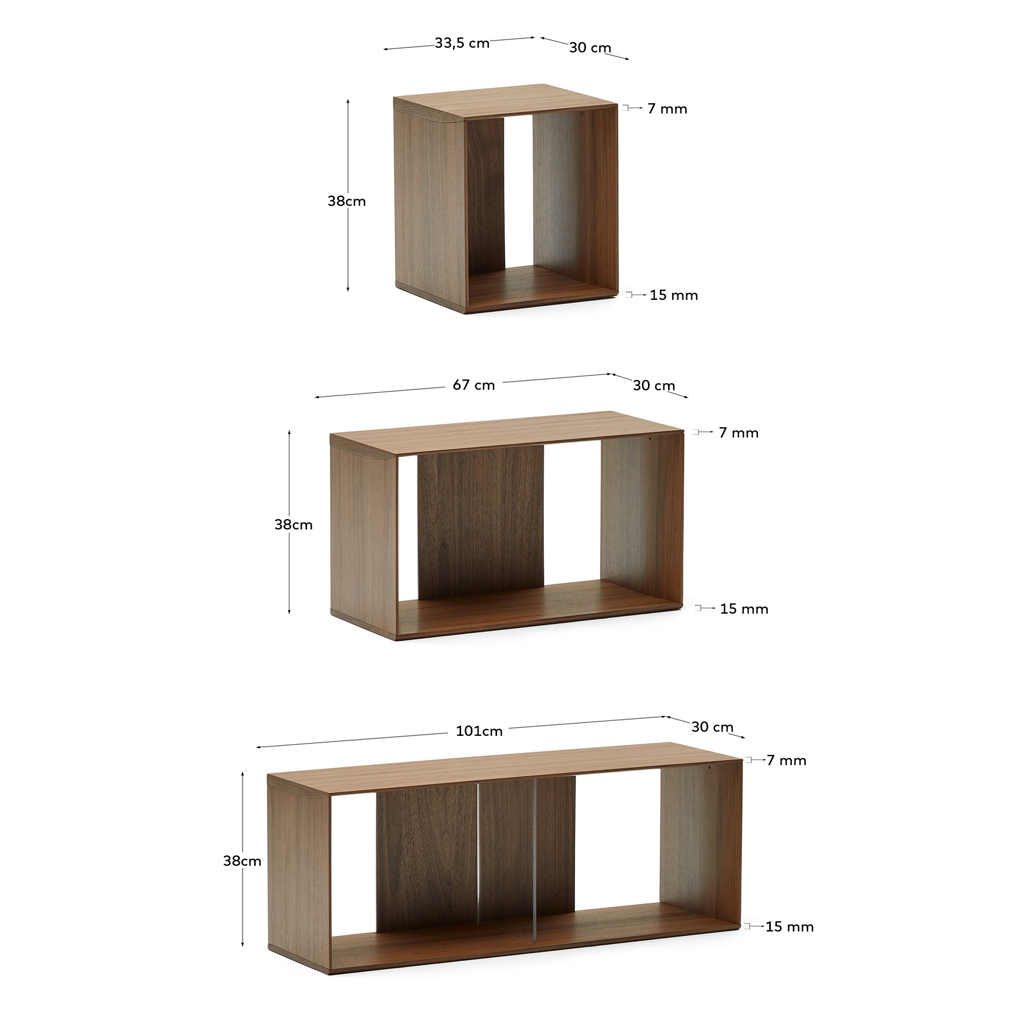 Комплект из 6 модульных полок La Forma Litto шпон ореха 101 x 152  см 162187