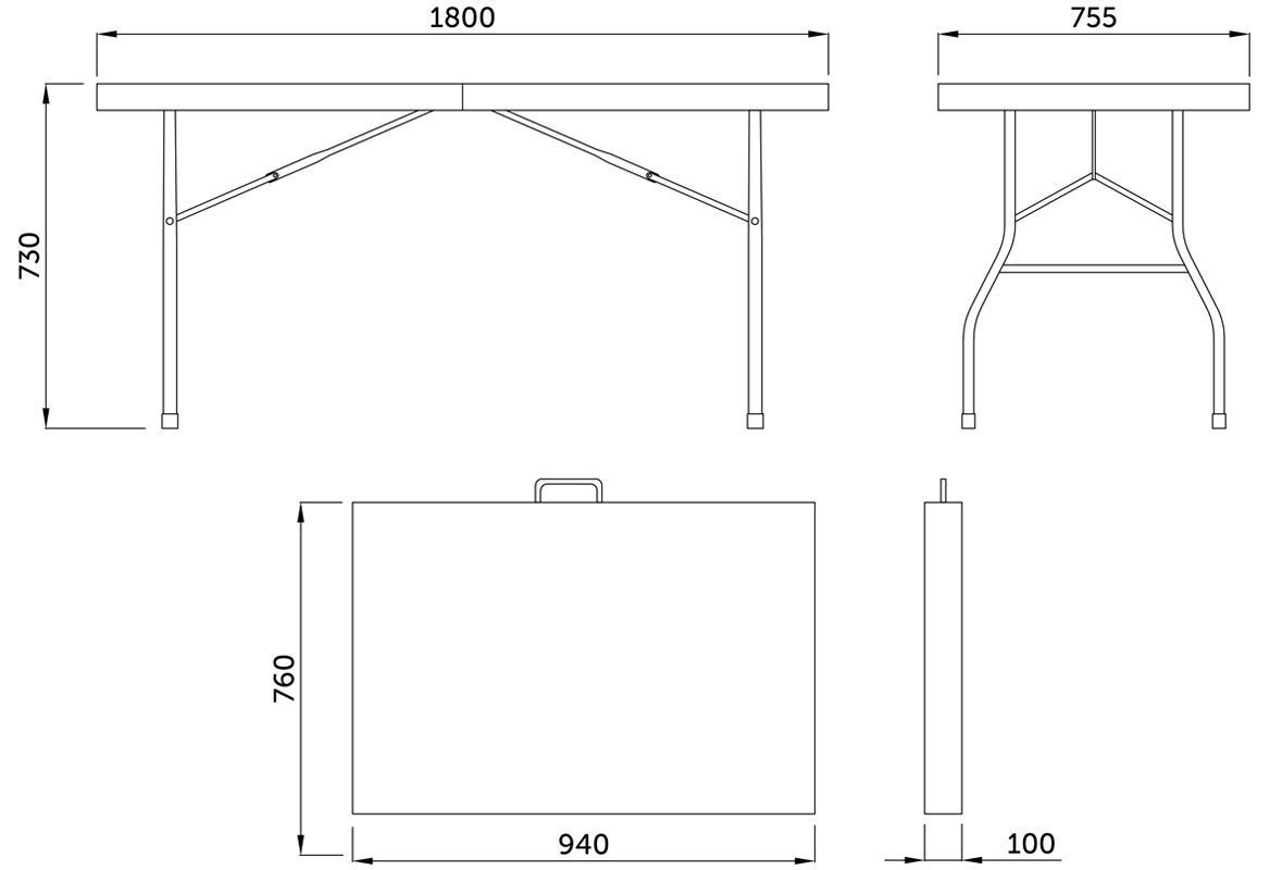 Стол садовый складной белый hdpe-пластик 180 см 65905