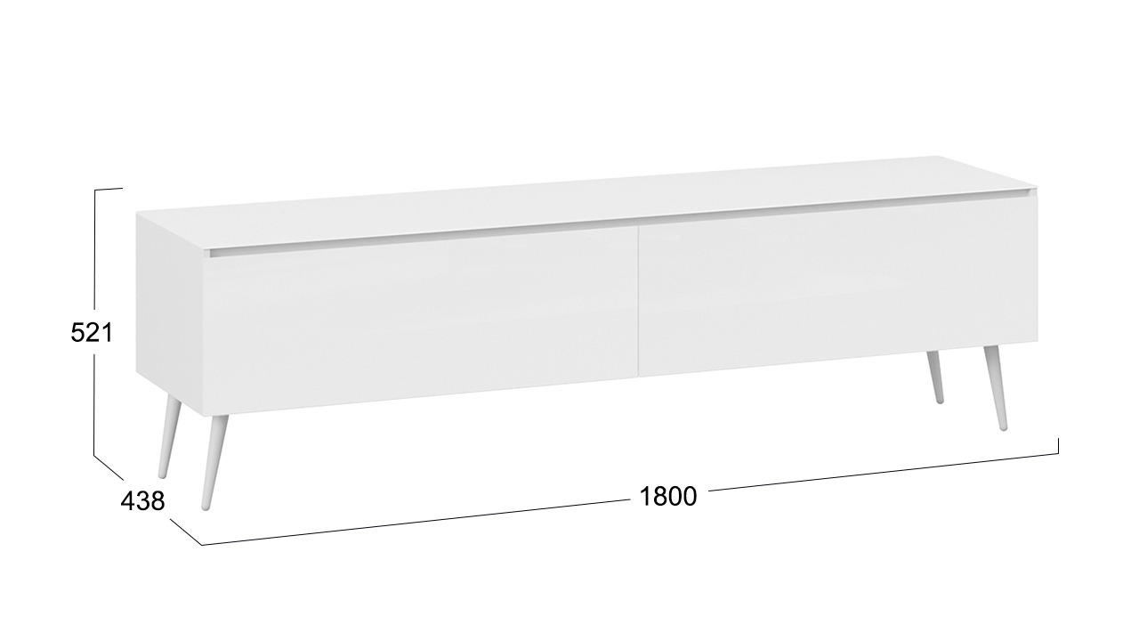 Тумба для для теле- и радиоаппаратуры с опорами Глосс белый глянец СМ-319.03.011