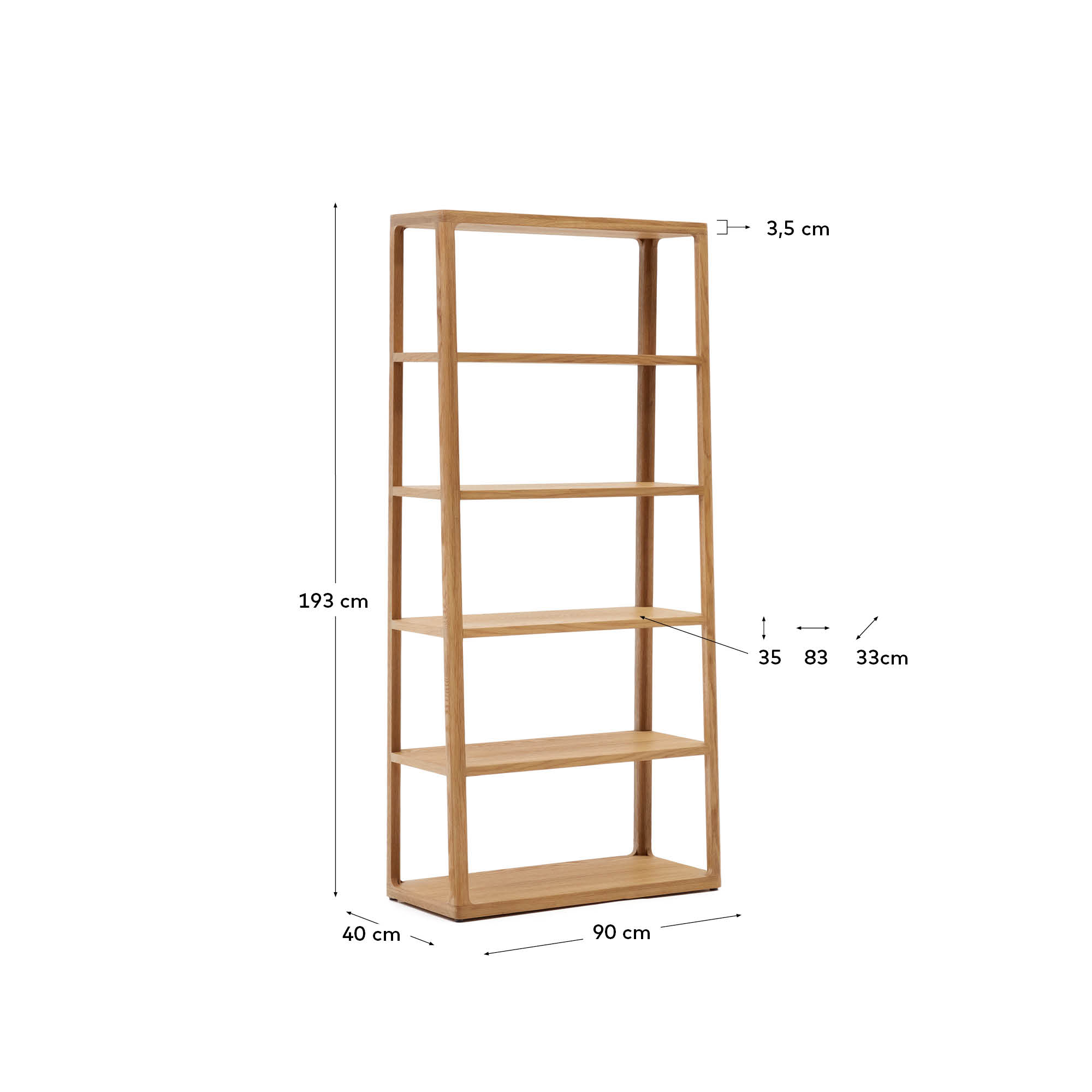 Стеллаж La Forma Maymai массив дуба 90 x 193 см 178262