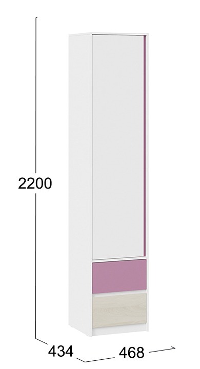 Шкаф для белья комбинированный с накладкой Сканди дуб гарден белый лиловый СМ-386.07.21-20