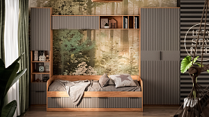 Модульная детская Хилтон ТриЯ дуб крафт золотой графит матовый