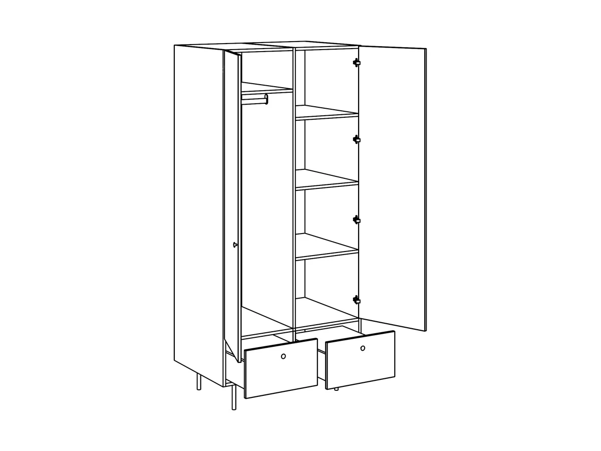Шкаф двухстворчатый Frida Sunrise 2 ящика ножки бук 845327