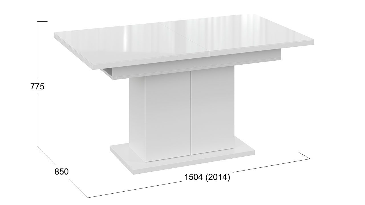 Стол Детройт Тип 2 белый стекло белый глянец 010.000.000