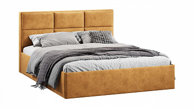 Кровать 160х200 c подъемным механизмом с заглушиной Стелла микровелюр Wellmart Yellow Трия
