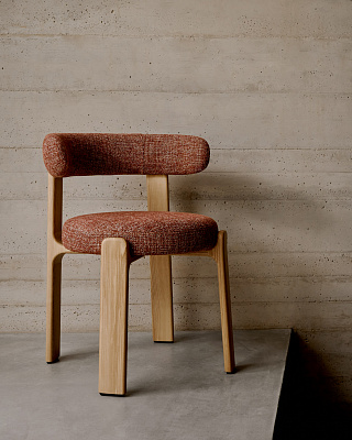 Стул La forma Granite 4 ножки терракотовый шенилл и массив ясеня в натуральной отделке 207777