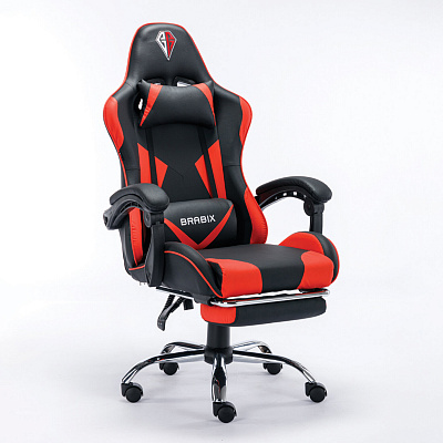 Кресло компьютерное BRABIX Dexter GM-135 с подножкой экокожа черный / красный 532799