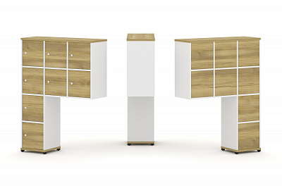 Надставка на стол высокая Рива Концепт 1099х350х1486 CN.ONV-010 Дуб Винченцо/Белый Бриллиант/Металл Черный