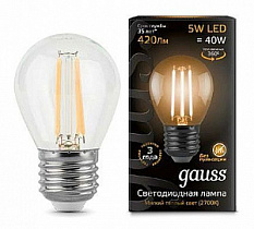 Лампа Gauss Filament Шар 5W 420lm 2700К Е27 LED 1/10/50